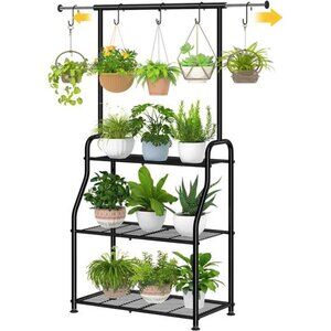 Simple Trending Plant Stand Indoor Outdoor, Heavy Duty Metal 3 Tiered Hanging